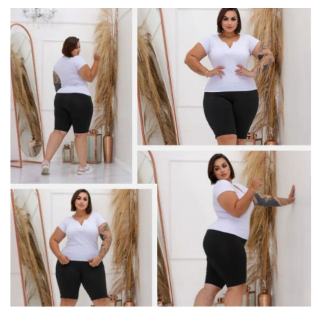Conjunto Blusa e Bermuda Fitness Plus Size Roupa Ginástica Fitness Academia Conjuntinho Feminino