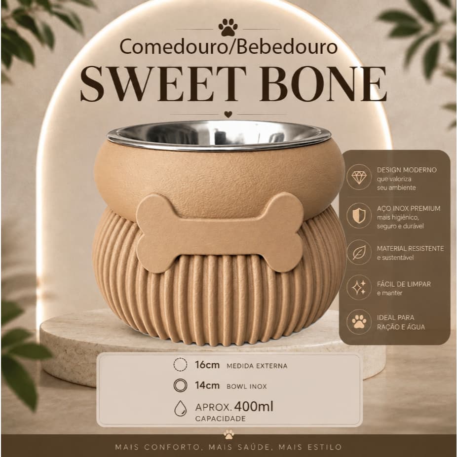 Comedouro Pet Elevado Tigela Inox Cachorro Gato Bebedouro Ração Água Antivômito Premium