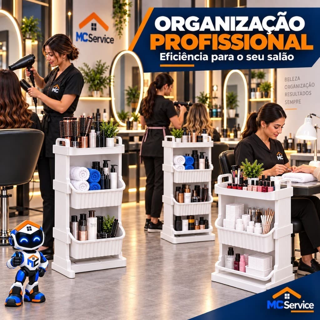 Organizador de Chão para Cozinha Lavanderia e Banheiro Plástico Resistente Multiuso Premium