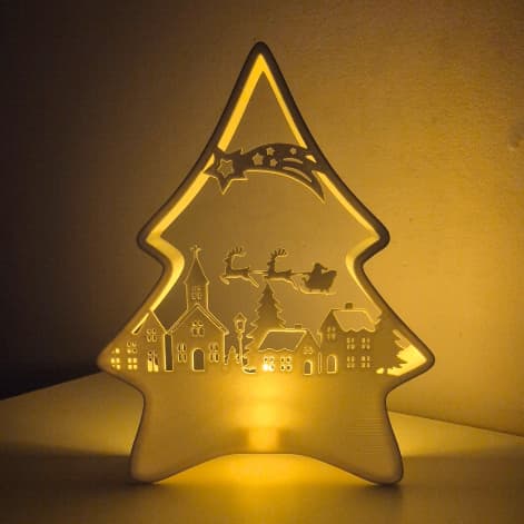 Luminaria Led Lanterna Árvore Natal Presépio Natalina Decorativa LED Luz Quente Mesa e Decoração