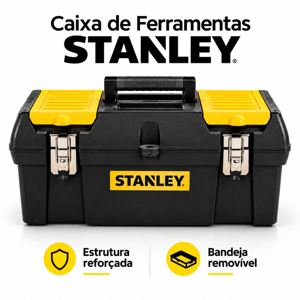 Caixa de Ferramentas Grande Stanley Caixa Bandeja Removível 19-013 Caixa de Ferramenta Grande 26x48x24cm