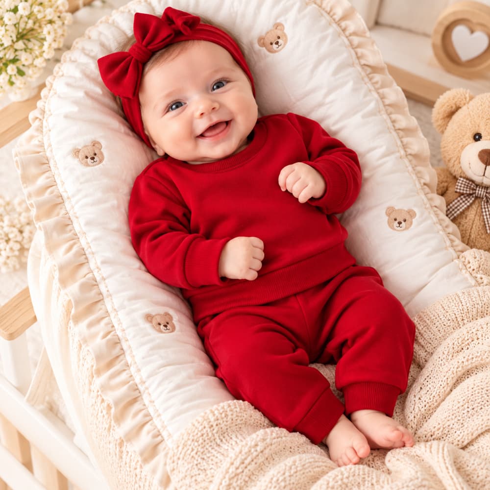 Conjunto Bebê Recém-Nascido Menino e Menina Moletom Flanelado Quentinho Liso Infantil Inverno Confortável Roupa de Bebê