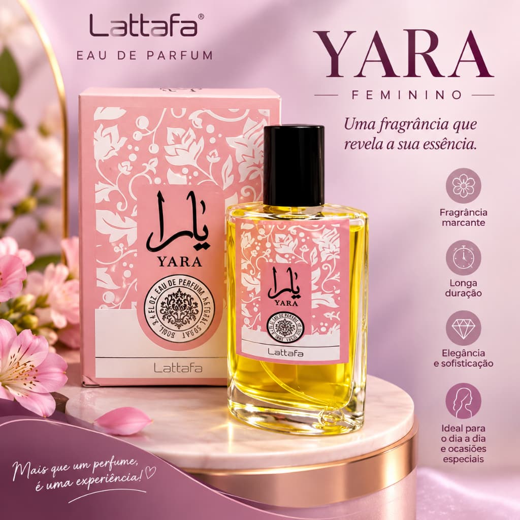 Perfume árabe Yara rosa feminino Importado Base de Óleo 50ml Alta Fixação