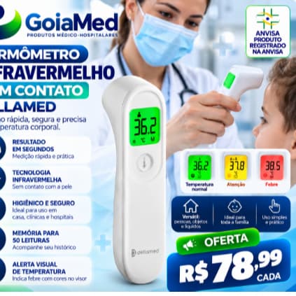 Termômetro ORIGINAL Digital Infravermelho S/ Contato – Medição Precisa para Bebês /Adultos LCD/ Pratico