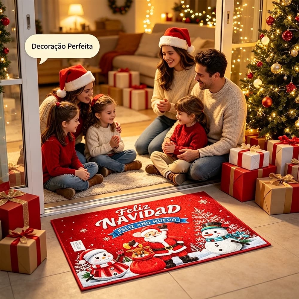 Tapete Entrada Natal Macio Antiderrapante Fácil Limpar, para Sala Corredor Sortido KL-2050
