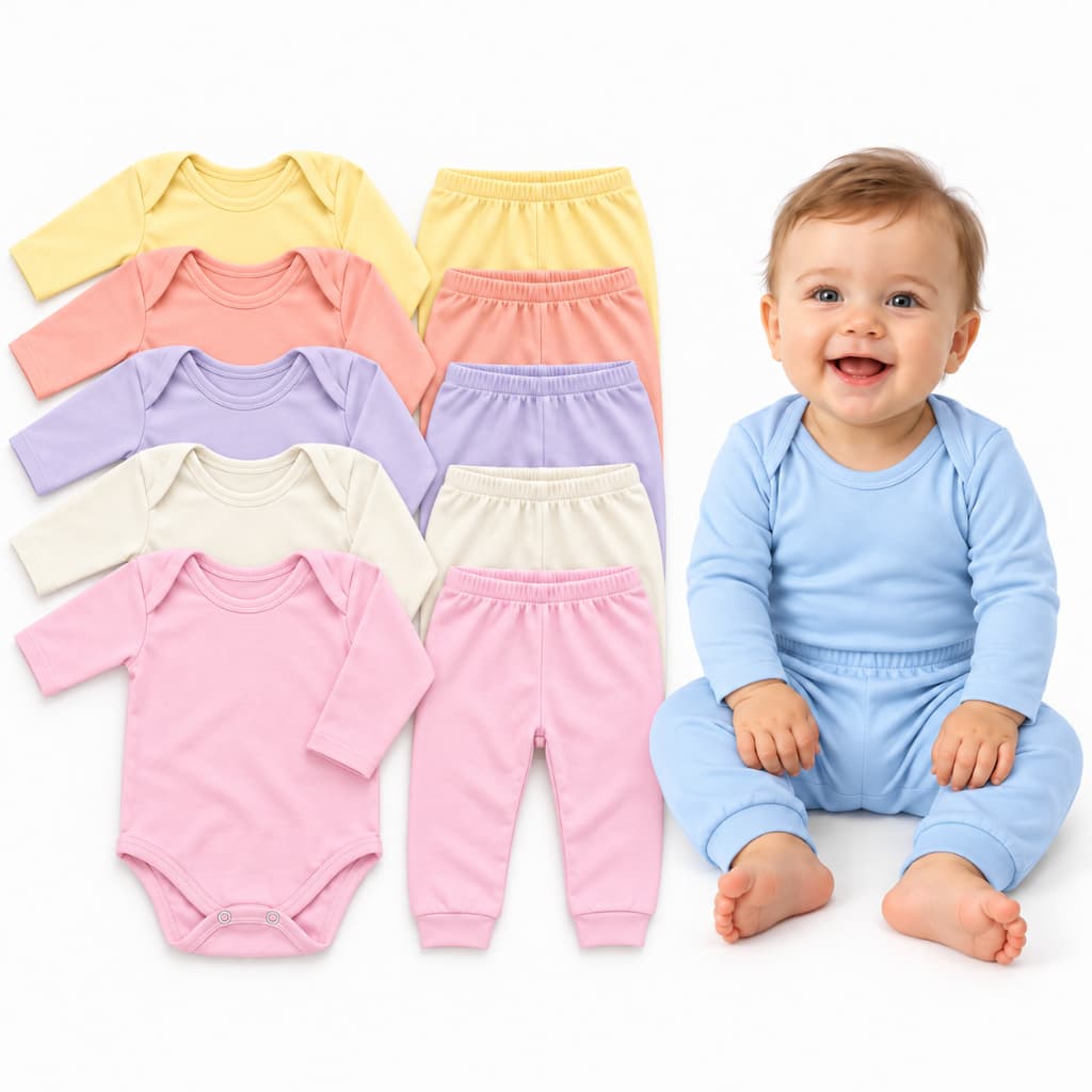 Kit 8 Peças Bebê Body E Calça Mijão 100% Algodão Menino E Menina Kits Enxoval Bebê 1-2-3-4 Conjuntos