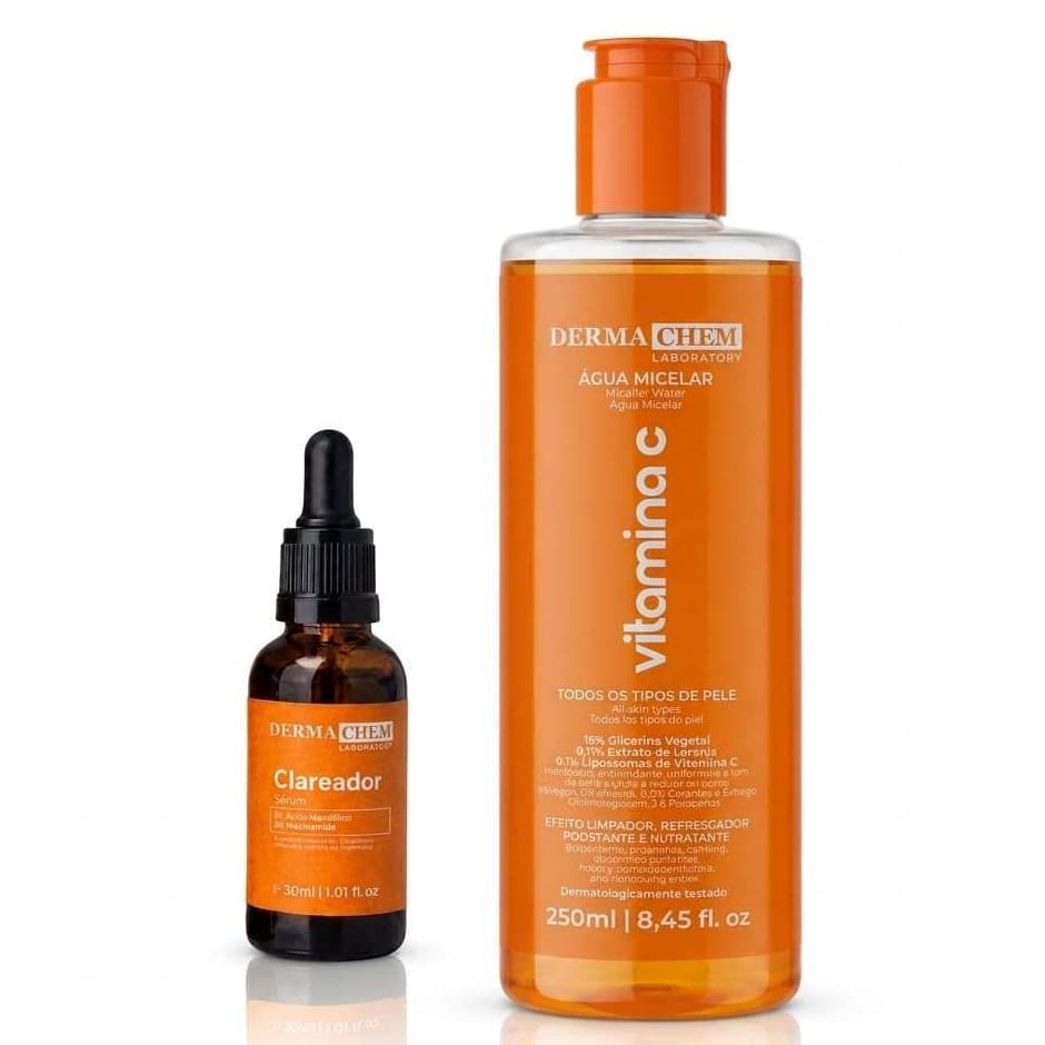 Kit Skincare Dermachem Sérum Clareador Facial 30ml + Água Micelar Vitamina C 250ml