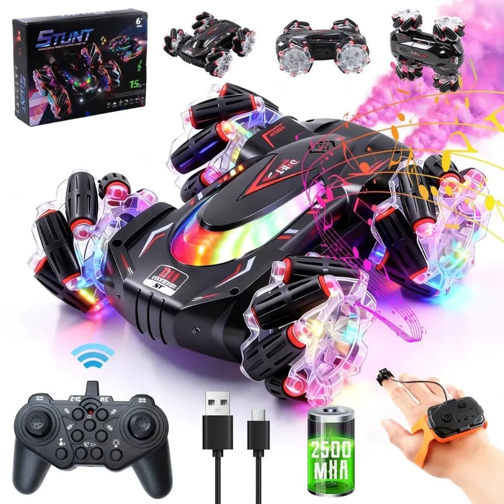 Carrinho Controle Remoto Acrobático Stunt Racing Drift Gira 360° duplo controle remoto Remote Control Car with Hand Sens