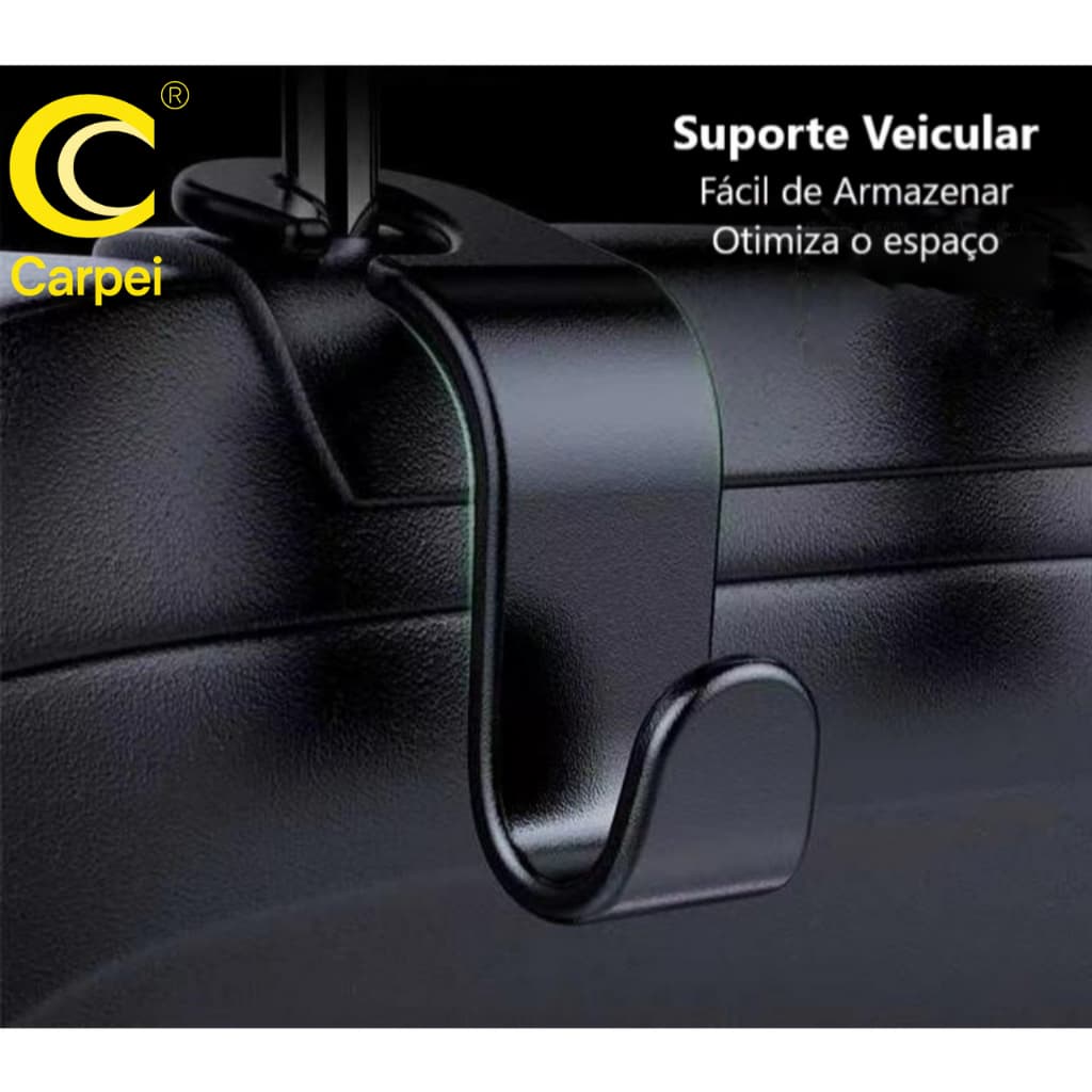 Kit 2 / 4 Peças Suporte Veicular Automotivo Encosto De Banco Traseiro Celular Gancho Pendurar Bolsa/sacola do Carro
