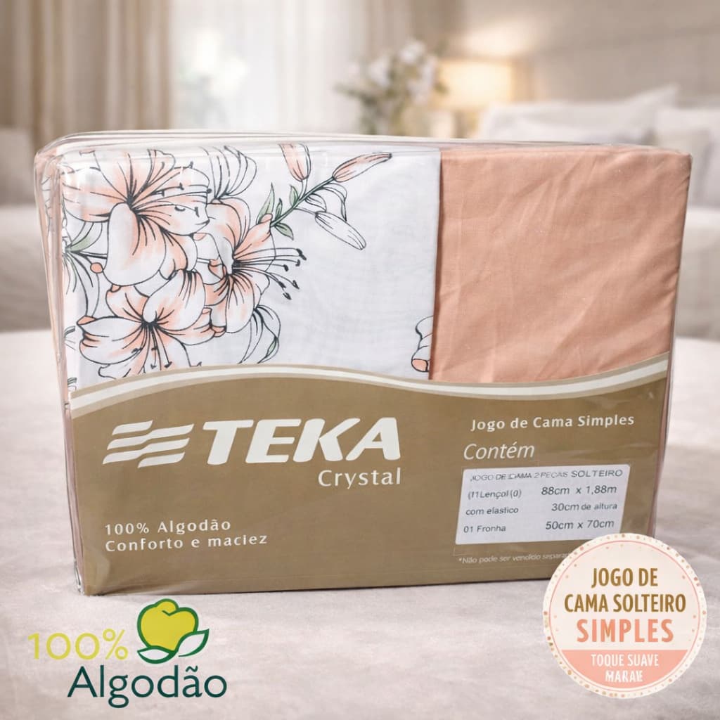 JOGO DE LENÇOL TEKA 100% ALGODÃO PREMIUM 120 FIOS SOLTEIRO, CASAL, QUEEN 3 PEÇAS