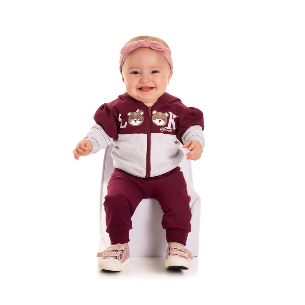 Conjunto Infantil Moletom com Capuz e Zíper – Bebê – Sortido - Inverno