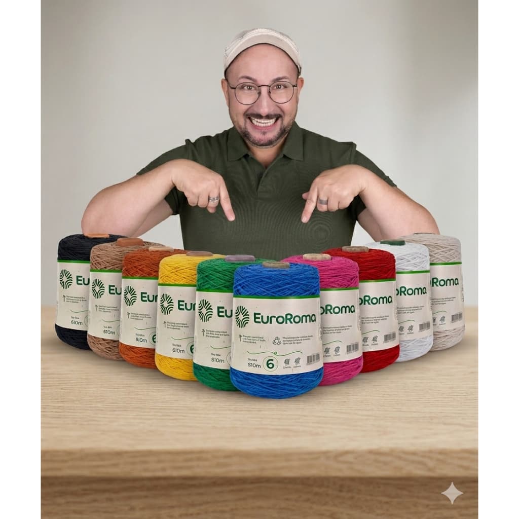 Kit 10 Unidades Barbante EuroRoma Fio N6 ou N8 600g para Crochê  - ESCOLHA SUA COR
