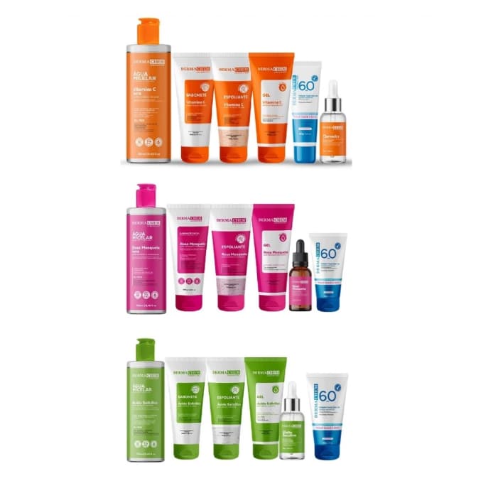 Dermachem Kit Skincare Vitamina C Clareador Rosa Mosqueta Ácido Salicílico Antioleosidade