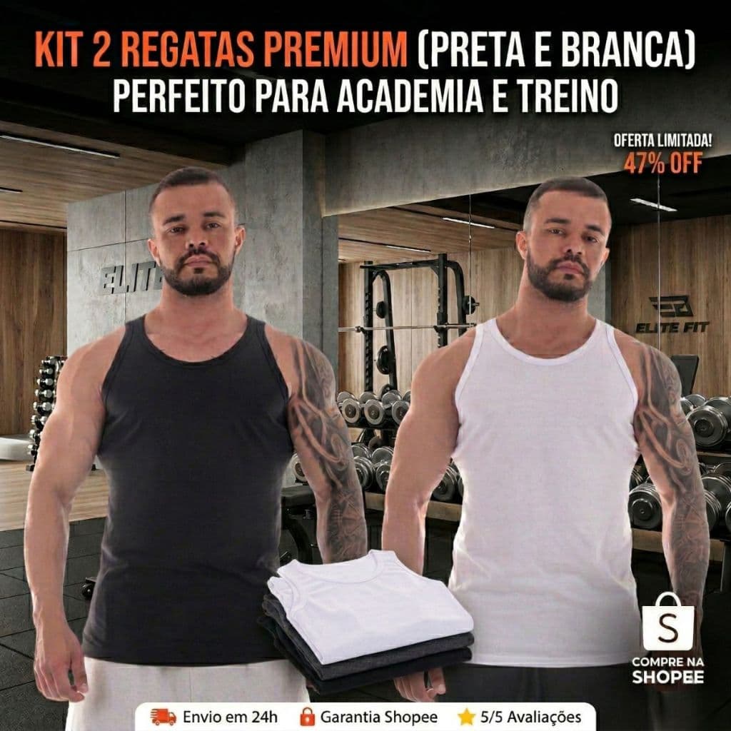 Kit 2 Camisetas Regatas Masculinas Academia Musculação Treino Dia a Dia Básica Lisa Algodão