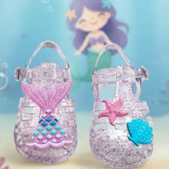 Sandália Melissinha Feminina Menina Infantil Glitter Sereia Confortável Leve