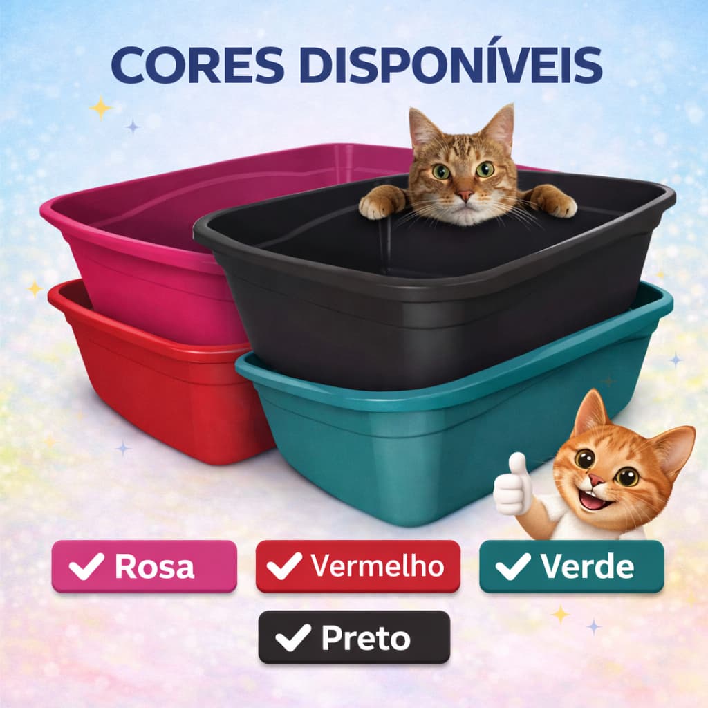 Caixa de Areia Gigante Para Gato Bandeja Sanitária Banheiro Higiênico - Brinqpet