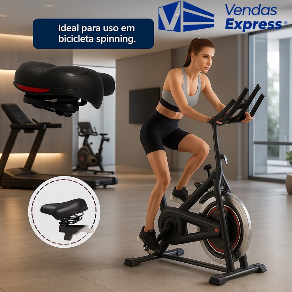 Selim Bike Spinning Duas Molas com Carrinho Confortável Reforçado Mtb Urbana Ergométrica Vintage Banco Confortável Macio