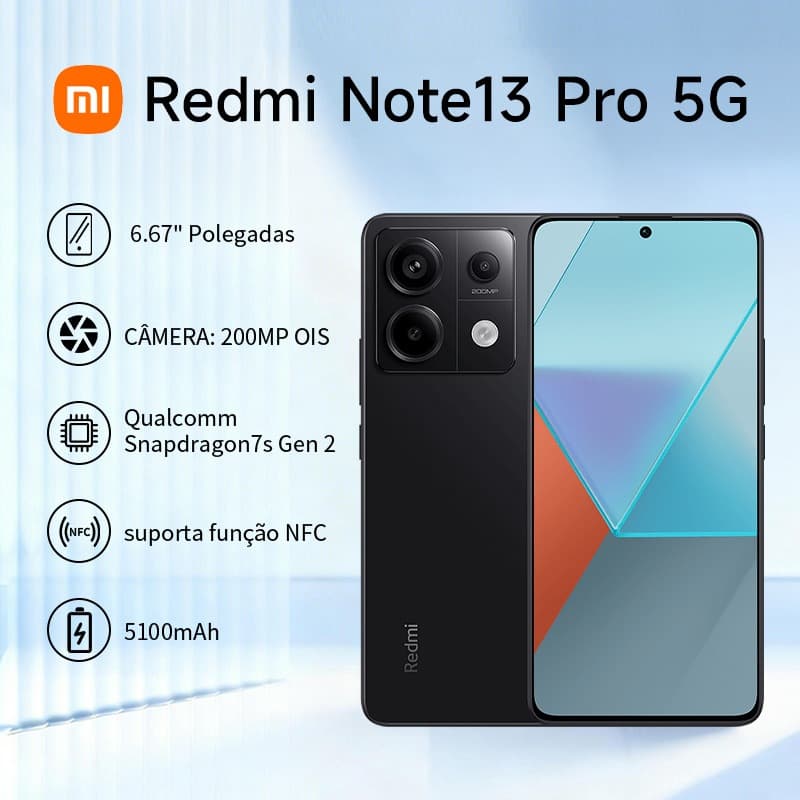 Xiaomi Note 13 Pro 5G Snapdragon 7S Gen2 Smartphone 6,67" 67W 5100mAh 200MP Câmera OIS Global versão