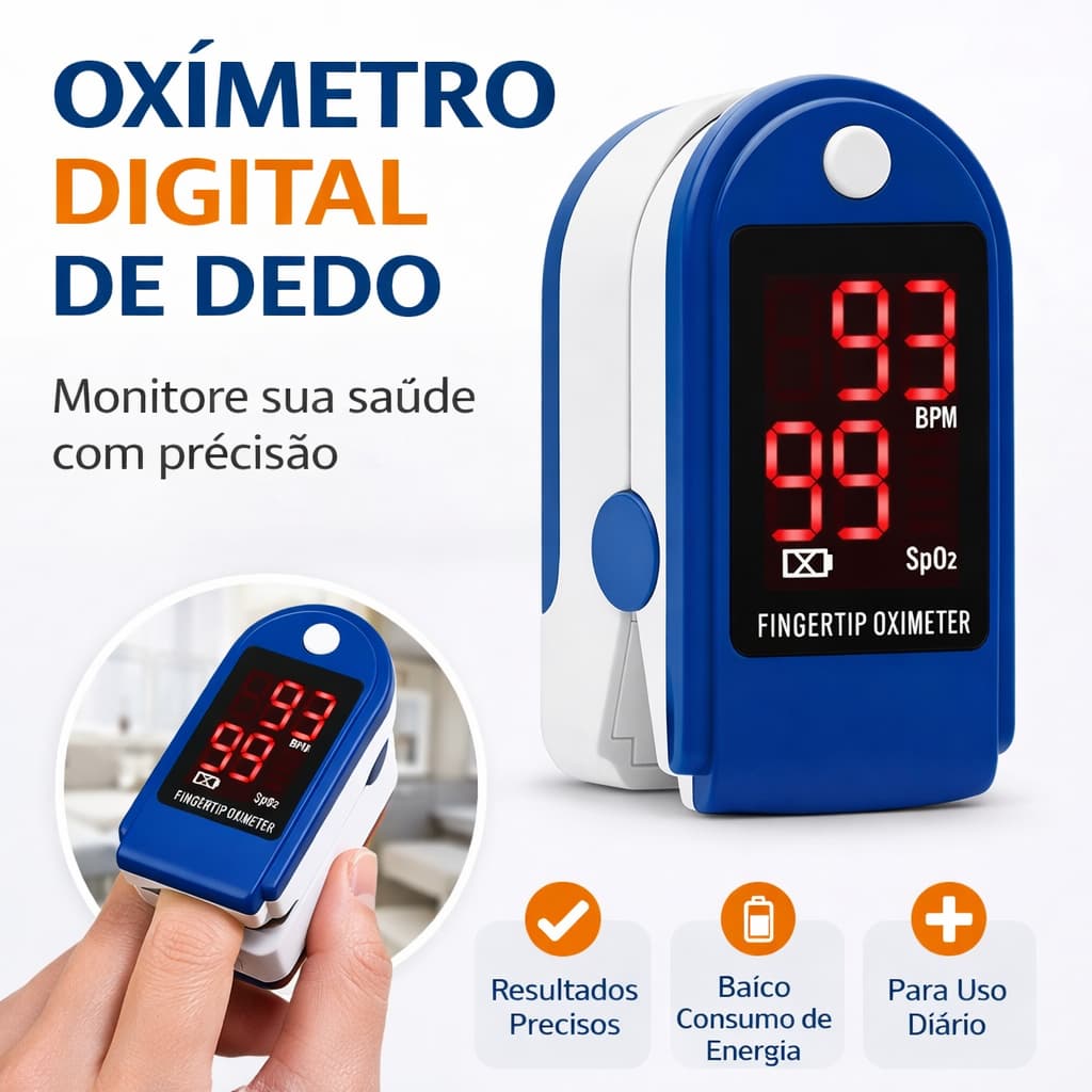 Oxímetro de Dedo Digital SpO2 Monitor Cardíaco Saturação Oxigênio