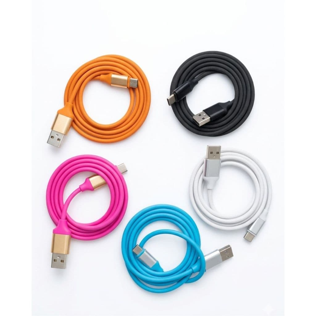 CABO EMBORRACHADO USB-C CARREGADOR RÁPIDO USB 1 METRO REFORÇADO CABO RESISTENTE CARGA RÁPIDA COLORIDO
