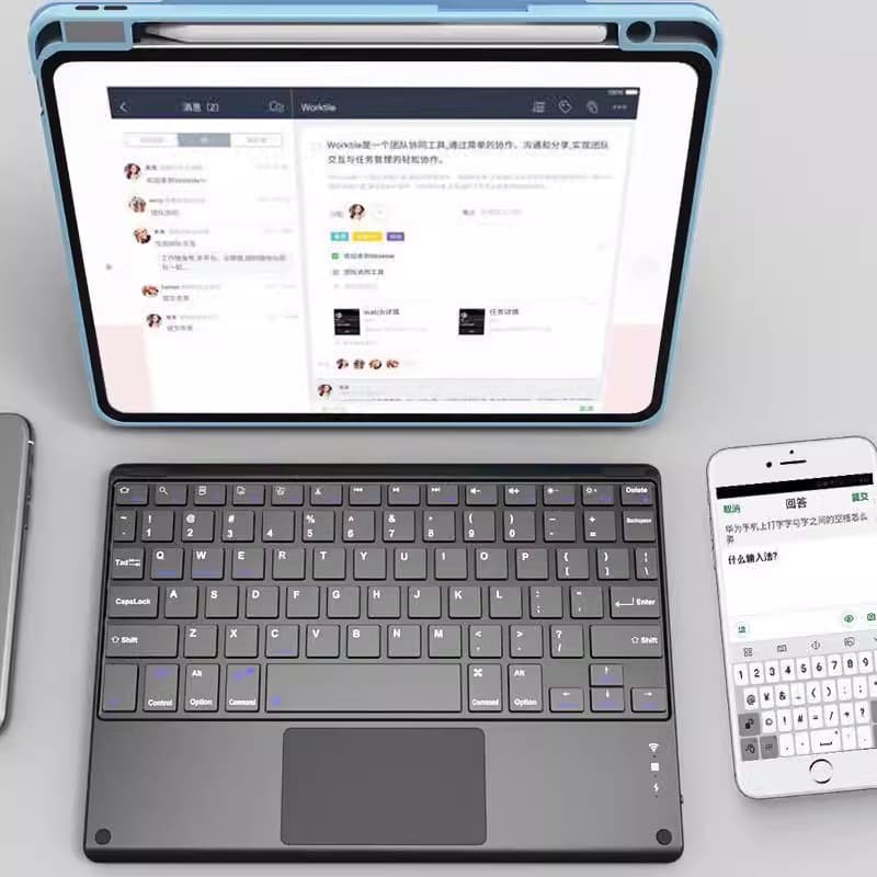 Teclados sem fio são compatíveis com dispositivos Bluetooth, como Apple, Android e Windows.