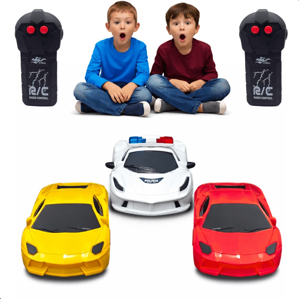 Kit 3 Carrinhos Controle Remoto 3 Funções para Criança Pequena presente aniversario 3 anos menino