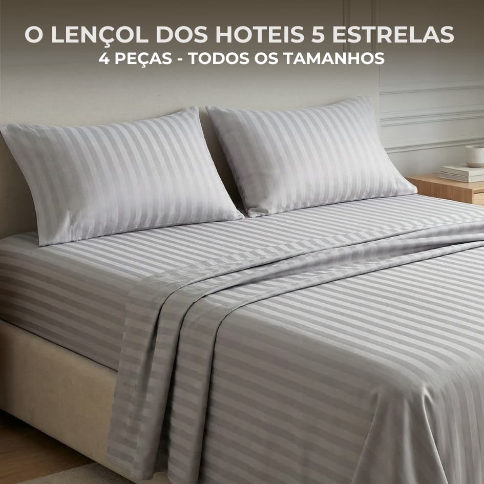 Jogo de Lençol 4 Peças Micro Percal 500 Fios Padronado Cama Solteiro Casal Queen King