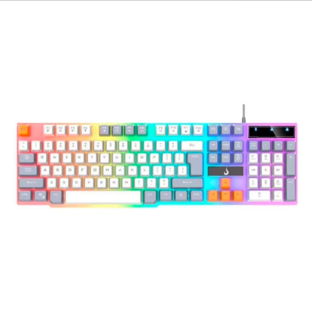 Teclado Rise Mode G1 Semi-mecânico Rainbow Usb Branco/cinza