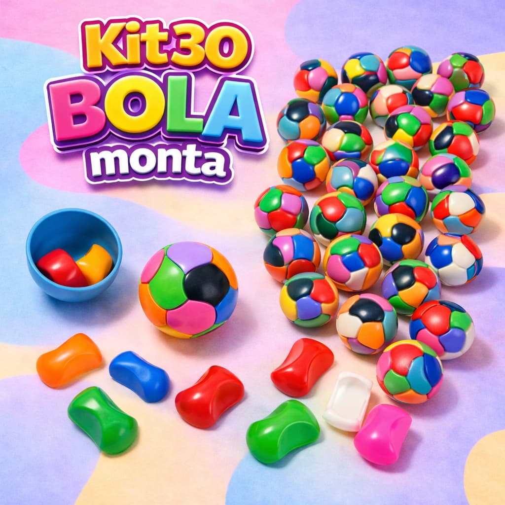 Kit 30 Bolinha Quebra Cabeça Monta e Desmonta Brinquedo Infantil   Kit Festa Lembrancinha Educativo