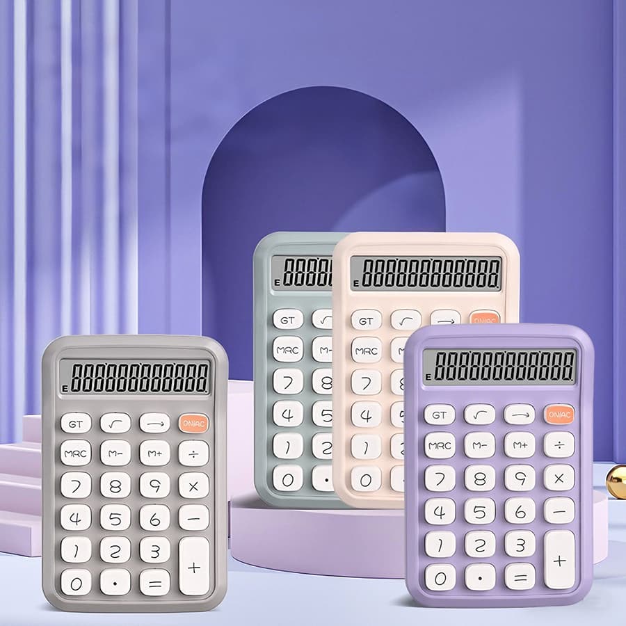 Calculadora colorida de 12 dígitos com teclado mecânico ideal para escola material de escritório