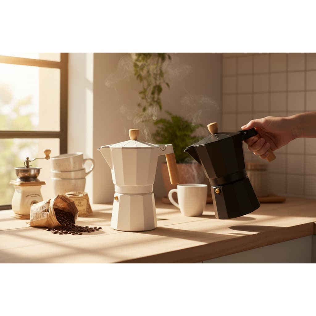 Cafeteira Italiana Alumínio Café Forte Tipo Expresso Fogão Aroma Intenso Estilo Europeu