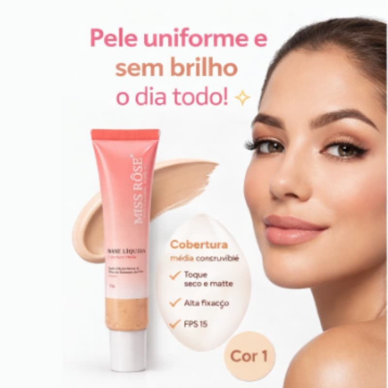 BASE LIQUIDA TONS CLAROS - MR025A - MISS ROSE