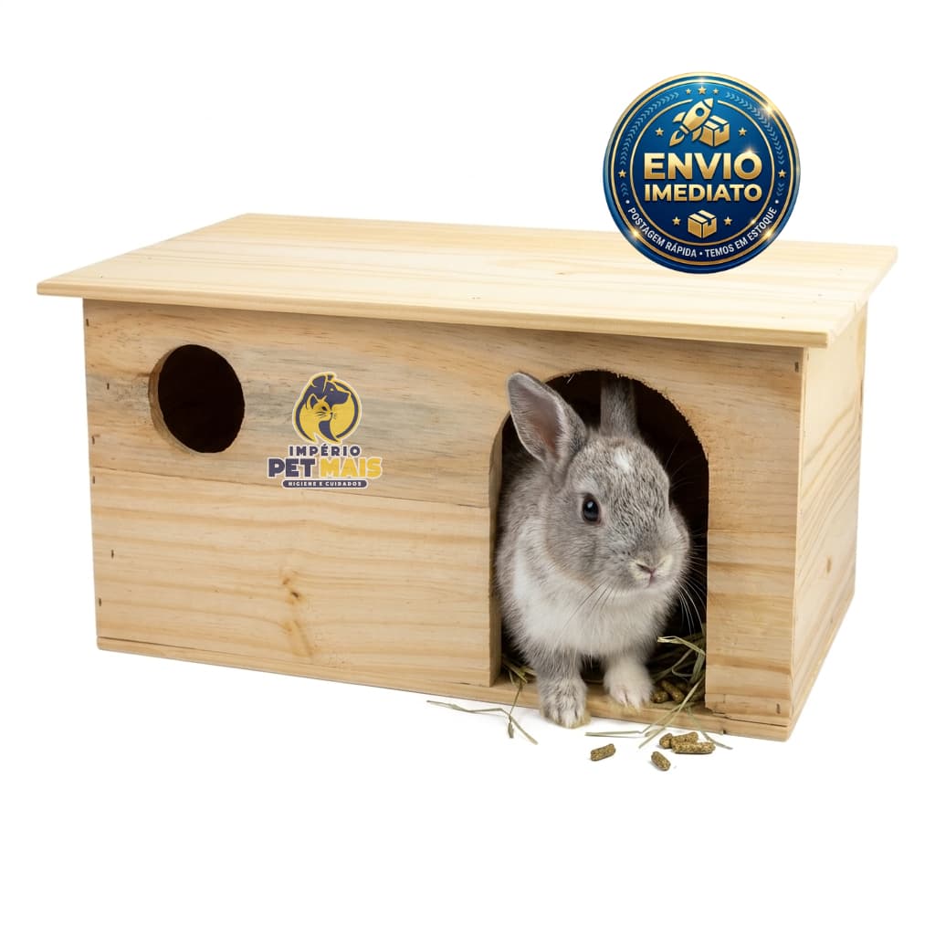 Toca Grande Casa Pet Casinha de Madeira Pinus Para Coelho Estimação Mini Coelho Porquinho da India Chichila Roedores