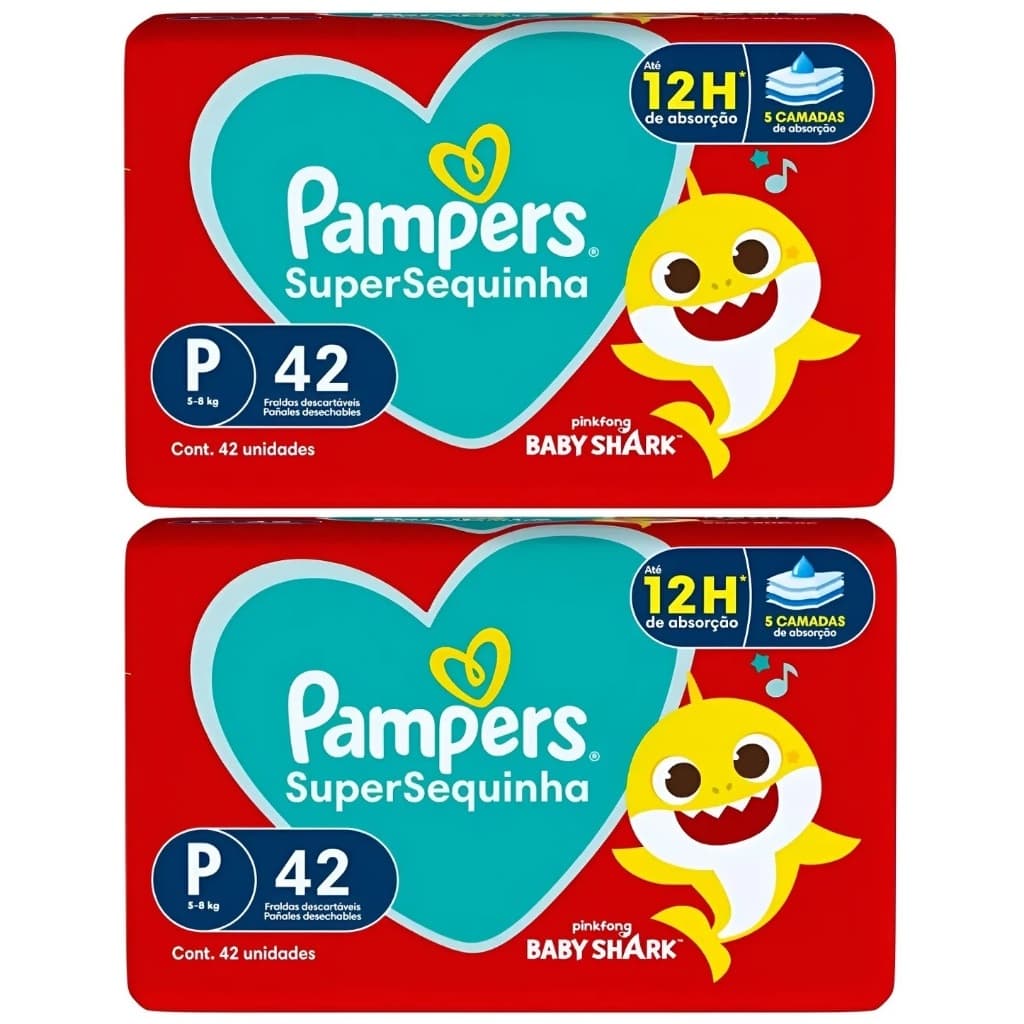 2ptes Fralda Pampers Supersequinha P 42 unidades cada
