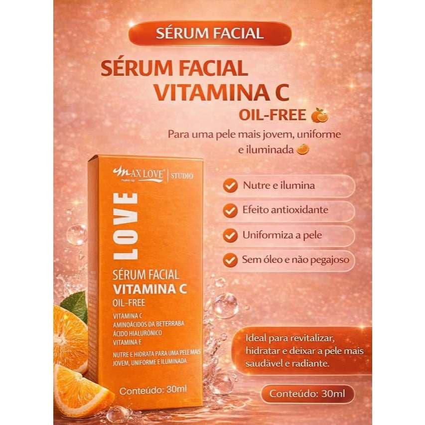 Sérum Facial Para Rosto Vitamina C Oil-Free Anti Envelhecimento Precoce