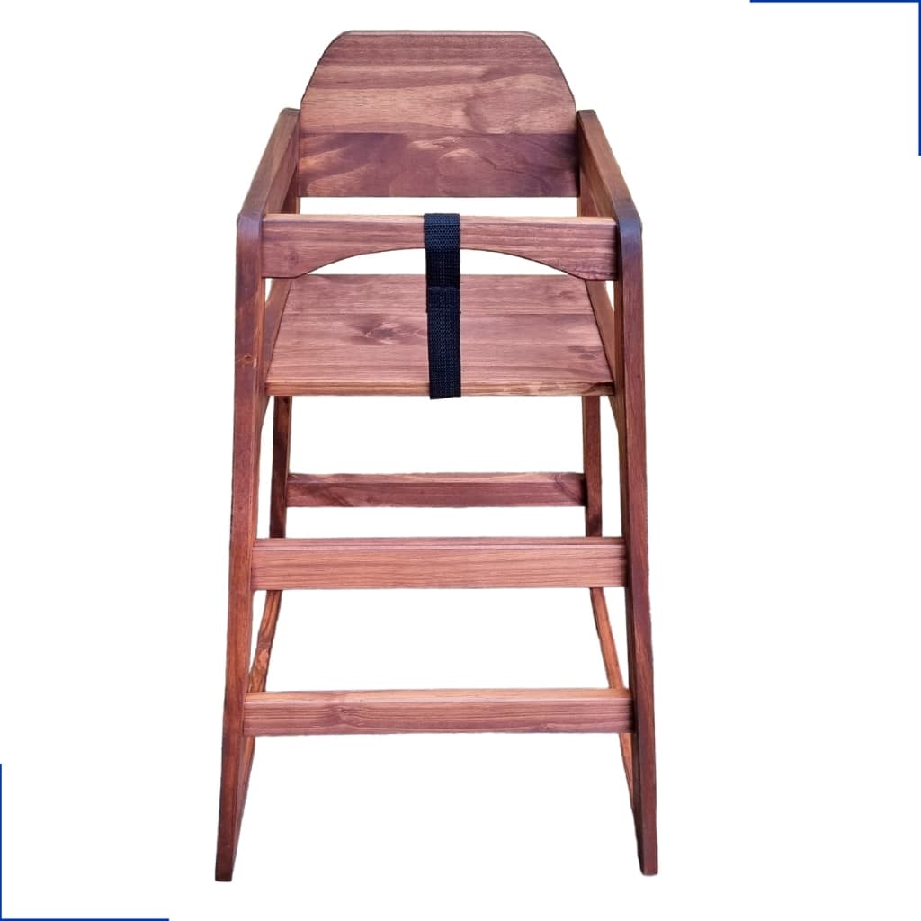 Cadeira Refeição Madeira Pinus Cor Natural Sem Bandeja Cadeirão Bebê Compacto Resistente Restaurante Lanchonete