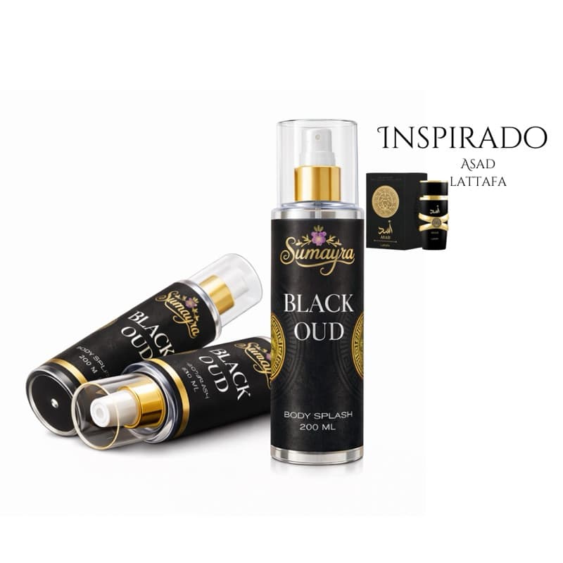 Body Splash Sumayra Masculino - Black Oud 200ml (Aroma Importado) Alta Fixação
