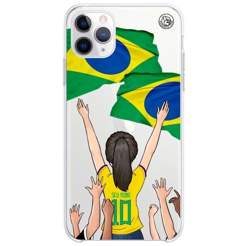 Capinha de Celular Torcedora do Brasil Cabelo rabo de cavalo - Diversos Celulares