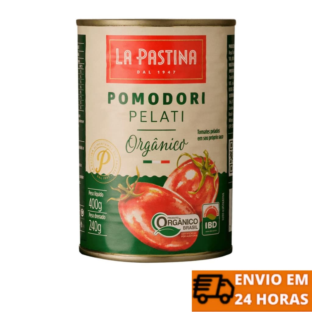 Molho Pomodori Pelati Italiano Orgânico La Pastina 400g