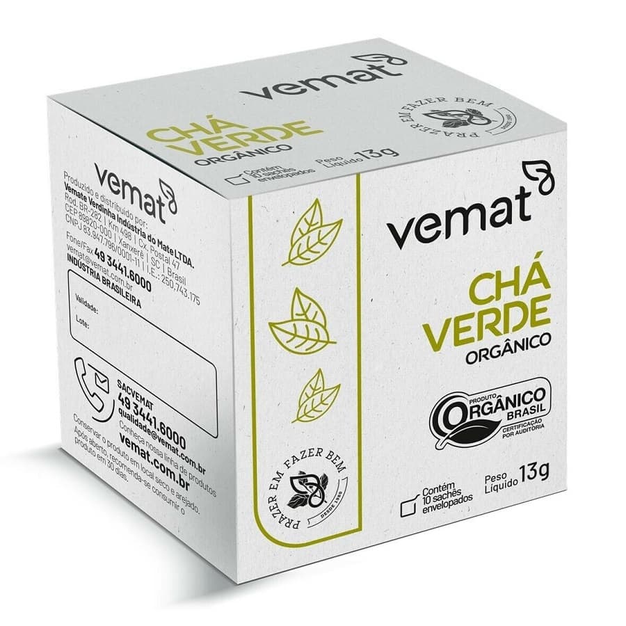 Chá Verde Orgânico Vemat 10 sachês