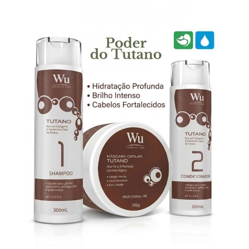 Kit Capilar Tutano Wu Shampoo + Máscara + Condicionador Hidratação Profunda Cabelo Seco Danificado