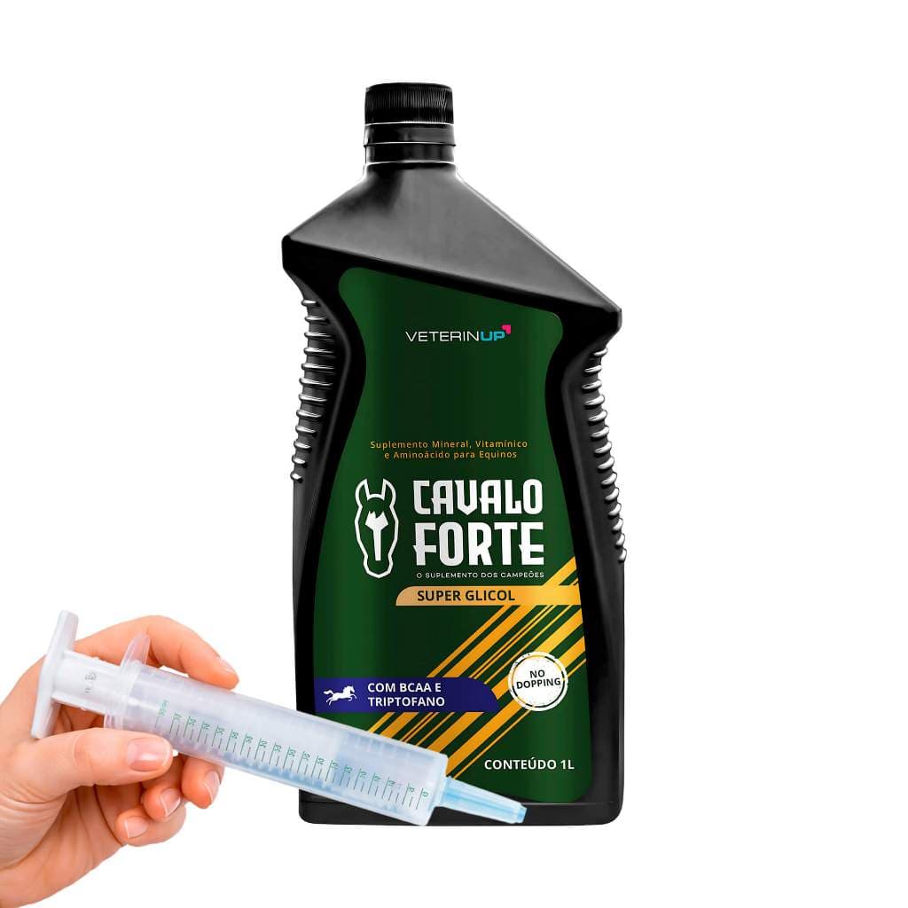 Suplemento Cavalo Forte Super Glicol 1L Suplemento Líquido para Equinos com BCAA, Triptofano, Vitaminas e Aminoácidos