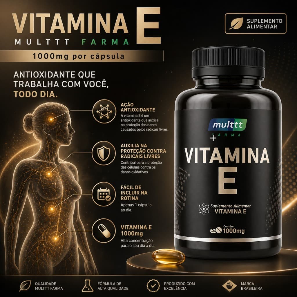Vitamina E 1000mg 60 Comprimidos Suplemento Alimentar Antioxidante
