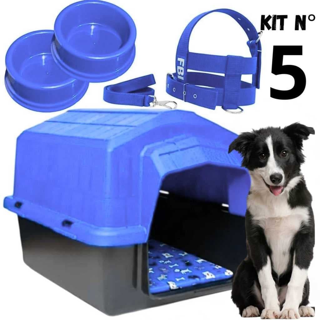 Kit Para Cachorro Porte Grande N5 Comedouro Peitoral Casinha Gigante