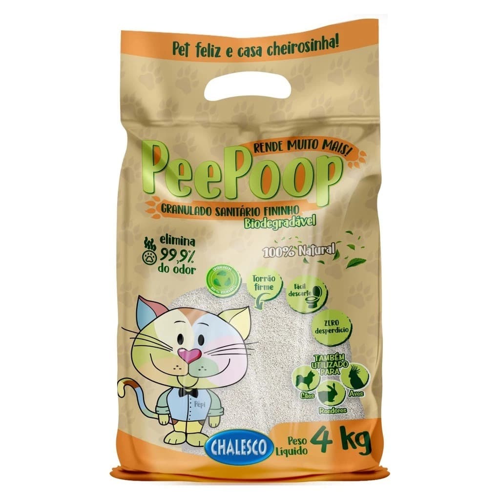 Granulado biodegradável areia para gatos sanitária Peepoop mandioca 4kg - Fino