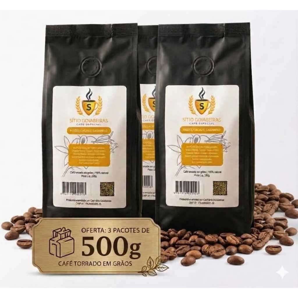 🔥 Kit 3x Café Especial Sítio Goiabeiras (1,5kg Total) 🔥Microlote Exclusivo | 84 pontos Café torrado em Grãos.