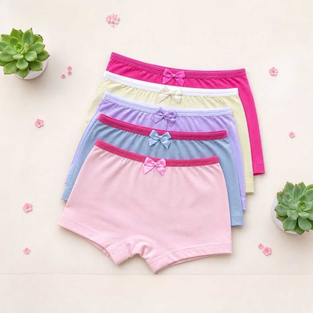 Kit Calcinha Box Boxer Infantil~Menina Bebê Juvenil Tapa Fralda Malha-Coton Premium Algodão  Roupa Íntimas Short Vestido