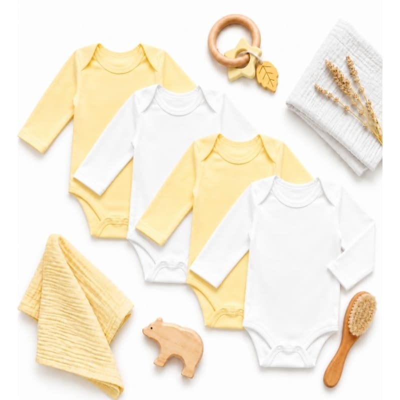 Kit 4 Body Bebê Infantil Manga Longa 100% Algodão Macio Confortável Enxoval Roupa Menino Menina