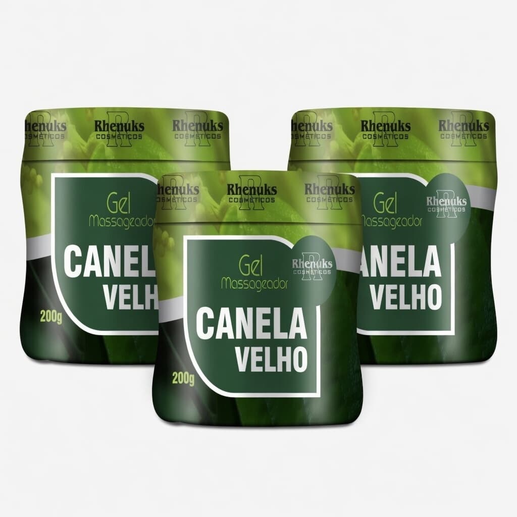 Kit 3 Gel Massageador Canela de Velho 200g Rhenuks – Alívio para Dores Musculares e Articulares