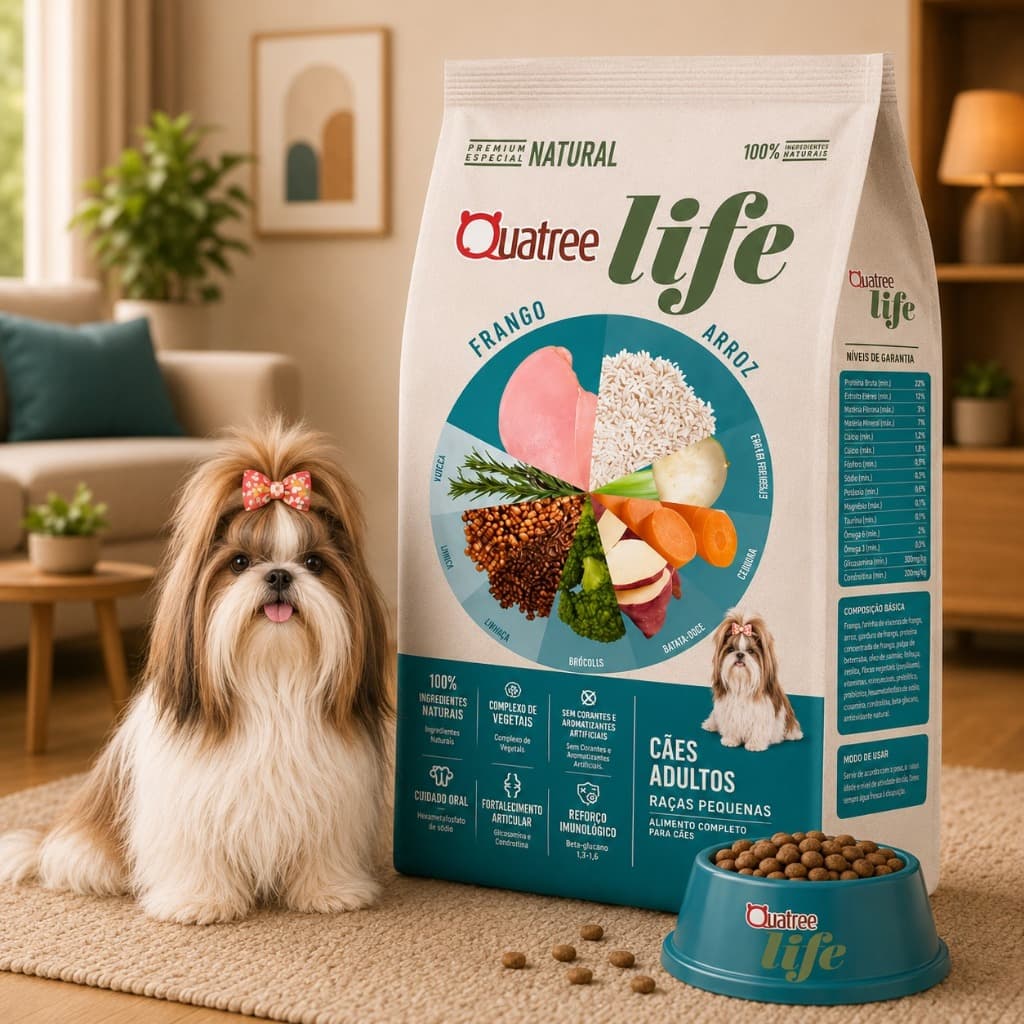 Ração Para Cachorro 10kg Quatree Life Adulto Raças Pequenas Frango 24% Proteína